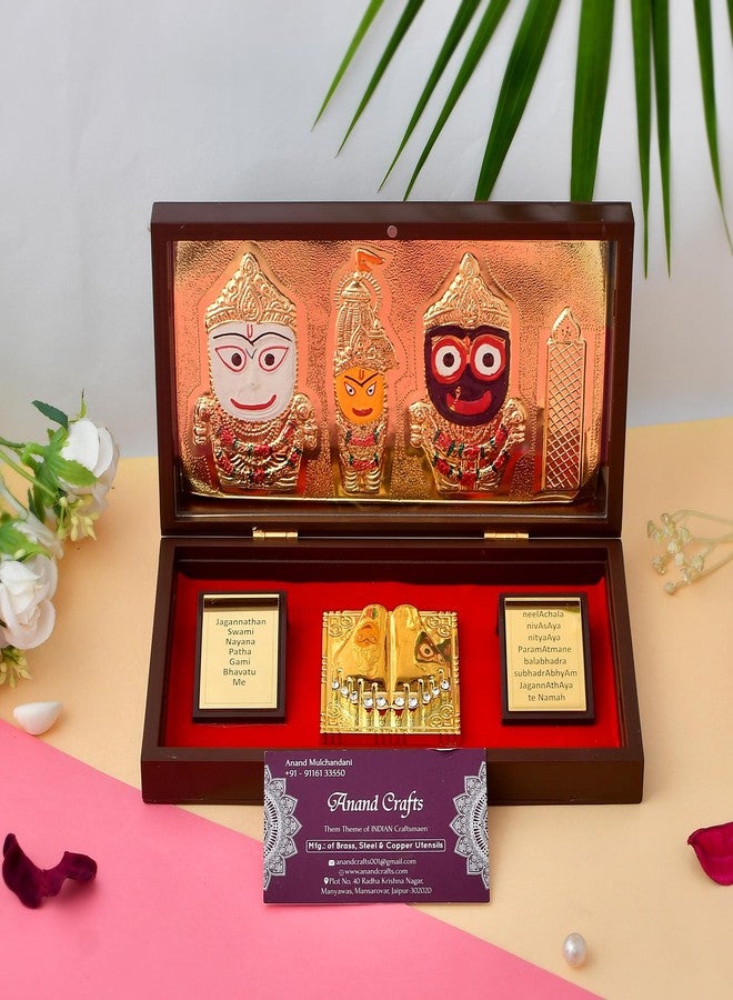 Piepot Gold Plated Lord Shri Jagannath Charan Paduka Size 8X4.5X1.5 Inches With Acrylic Box Pack Of 1 Color Brown Devotional Prayer Box, Footprint - Image 2